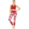 image:imageWomens Athletic Sportswear Solid Bra Top and Patterned Legging SetLotus and Orchid Red