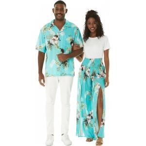 image:imageMatchable Couple Hawaiian Luau Shirt or Wide Legged Pants in Pineapple Garden TurquoiseWomen Pineapple Garden Turquoise