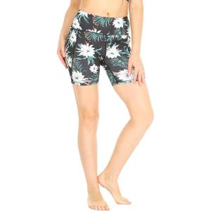 image:imageWomens Athletic Sportswear Bike Shorts with Pockets in Floral PatternsWispy Cereus Black