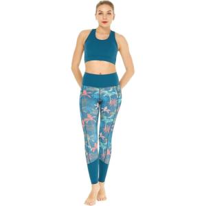 image:imageWomens Athletic Sportswear Solid Bra Top and Patterned Legging SetCrayon Palms Green