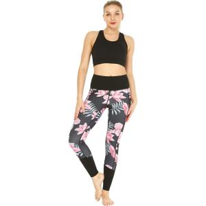 image:imageWomens Athletic Sportswear Solid Bra Top and Patterned Legging SetLotus and Orchid Black