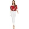 image:imageMatchable Couple Hawaiian Luau Shirt or OffShoulder Smock Top in Pineapple Garden BurgundyWomen Pineapple Garden Burgundy