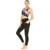 image:imageWomens Athletic Sportswear Patterned Bra Top and Solid Legging SetLotus and Orchid Black