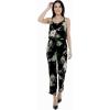 image:imageWomens Hawaiian Strap V with Pockets Jumpsuit in Wispy CereusPineapple Garden Black