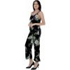 image:imageWomens Hawaiian Strap V with Pockets Jumpsuit in Wispy CereusPineapple Garden Black