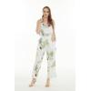 image:imageWomens Hawaiian Strap V with Pockets Jumpsuit in Wispy CereusPineapple Garden White
