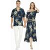 image:imageMatchable Couple Hawaiian Luau Shirt Smock Top Ruffle Wrap Skirt in Pineapple Garden NavyWomen Pineapple Garden Navy Top