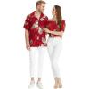 image:imageMatchable Couple Hawaiian Luau Shirt or OffShoulder Smock Top in Pineapple Garden BurgundyWomen Pineapple Garden Burgundy