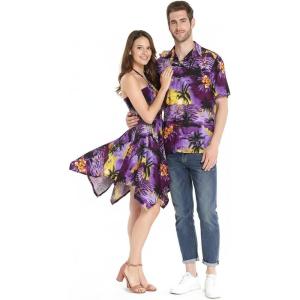 image:imageMatchable Couple Hawaiian Luau Shirt or Fairy Dress in Sunset PurpleWomen Sunset Purple