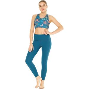 image:imageWomens Athletic Sportswear Patterned Bra Top and Solid Legging SetCrayon Palms Green