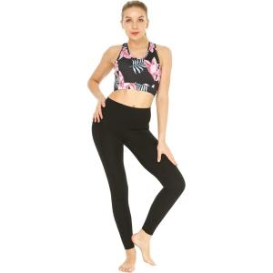 image:imageWomens Athletic Sportswear Patterned Bra Top and Solid Legging SetLotus and Orchid Black