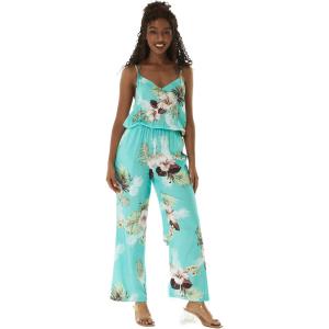 image:imageWomens Hawaiian Strap V with Pockets Jumpsuit in Wispy CereusPineapple Garden Turquoise