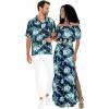 image:imageMatchable Couple Hawaiian Luau Shirt Smock Top Wide Legged Pants in Orchid Breeze NavyWomen Orchid Breeze Navy Top