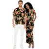 image:imageMatchable Couple Hawaiian Luau Shirt or VNeck Jumpsuit with Pockets in Black RafelsiaMen Black Rafelsia