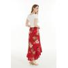 image:imageMatchable Couple Hawaiian Luau Shirt Smock Top Ruffle Wrap Skirt in Pineapple Garden BurgundyWomen Pineapple Garden Burgundy Skirt