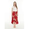 image:imageMatchable Couple Hawaiian Luau Shirt Smock Top Ruffle Wrap Skirt in Pineapple Garden BurgundyWomen Pineapple Garden Burgundy Skirt