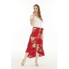image:imageMatchable Couple Hawaiian Luau Shirt Smock Top Ruffle Wrap Skirt in Pineapple Garden BurgundyWomen Pineapple Garden Burgundy Skirt