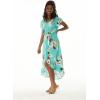 image:imageWomens Hawaiian Luau Wrap Ruffle Dress in Pineapple GardenPineapple Garden Turquoise