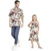 image:imageMatching Hawaiian Luau Outfit Men Shirt Girl Dress in Sunset RedNeon Sunset