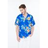 image:imageMatchable Couple Hawaiian Luau Shirt Smock Top Wide Legged Pants in Hibiscus BlueMen Hibiscus Blue