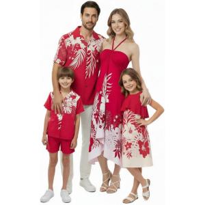 image:imageMatchable Family Hawaiian Luau Men Women Girl Boy Clothes in Indri PinkWomen Wide Legged With Pockets Jumpsuit