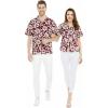 image:imageCouple Matching Hawaiian Luau Men and Women Shirts in Classic Vintage HibiscusBurgundy