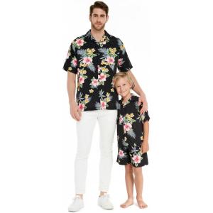 image:imageHawaii Hangover Matchable Hawaiian Luau Father Son Men Aloha Shirt or Boy Aloha Shirt in Hibiscus BlackMen Hibiscus Black