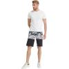 image:imageFather Son Matching Spandex Hawaiian Beach Board Shorts with Elastic Tie and Pocket in Hawaiian Wave BlackMen Black