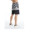 image:imageFather Son Matching Spandex Hawaiian Beach Board Shorts with Elastic Tie and Pocket in Hawaiian Wave BlackMen Black