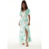 image:imageMatchable Couple Hawaiian Luau Men Side Panel Shirt or Women Draped Neckline Maxi Dress in Wispy Cereus Palm MistWomen Maxi Dress