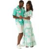 image:imageMatchable Couple Hawaiian Luau Men Side Panel Shirt or Women Draped Neckline Maxi Dress in Wispy Cereus Palm MistMen Side Panel