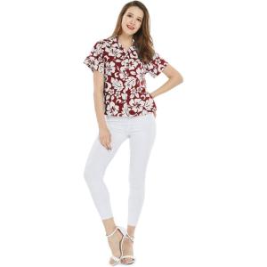 image:imageWomens Hawaiian Lady Aloha Shirt in Vintage Classic HibiscusVintage Classic Burgundy Hibiscus