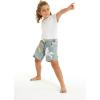image:imageFather Son Matching Spandex Hawaiian Beach Board Shorts with Elastic Tie and Pocket in Yellow Palms in GrayBoy Gray