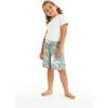 image:imageFather Son Matching Spandex Hawaiian Beach Board Shorts with Elastic Tie and Pocket in Yellow Palms in GrayBoy Gray