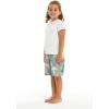 image:imageFather Son Matching Spandex Hawaiian Beach Board Shorts with Elastic Tie and Pocket in Yellow Palms in GrayBoy Gray