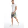 image:imageFather Son Matching Spandex Hawaiian Beach Board Shorts with Elastic Tie and Pocket in Yellow Palms in GrayMen Gray