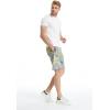 image:imageFather Son Matching Spandex Hawaiian Beach Board Shorts with Elastic Tie and Pocket in Yellow Palms in GrayMen Gray