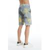 image:imageFather Son Matching Spandex Hawaiian Beach Board Shorts with Elastic Tie and Pocket in Yellow Palms in GrayMen Gray