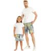 image:imageFather Son Matching Spandex Hawaiian Beach Board Shorts with Elastic Tie and Pocket in Yellow Palms in GrayBoy Gray