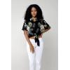 image:imageWomens Hawaiian Tie Front Crop Top Aloha Shirt in Pineapple GardenPineapple Garden Black