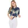 image:imageWomens Hawaiian Tie Front Crop Top Aloha Shirt in Pineapple GardenPineapple Garden Navy