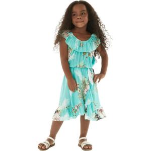 image:imageGirl Ruffle Wrap Hawaiian Luau Dress in Pineapple GardenPineapple Garden Turquoise