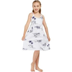 image:imageGirl Elastic Strap Empire Waist Dress in Classic Map White in White