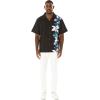 image:imageMatchable Couple Hawaiian Luau Men Shirt or Women Tank Dress in Watercolor Orchid Black TurquoiseMen Watercolor Orchid Black Turquoise