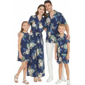 image:imageMatchable Family Hawaiian Luau Men Women Girl Boy Clothes in Pineapple Garden NavyWomen Wide Legged Jumpsuit