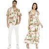 image:imageCouple Matching Hawaiian Luau Aloha Shirt Maxi Ruffle Sleeve Dress in RafelsiaCream Rafelsia