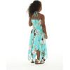 image:imageGirl Gypsy Uneven Bottom Hawaiian Luau Dress in Wispy Cereus BlackPineapple Garden Turquoise