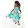 image:imageGirl Gypsy Uneven Bottom Hawaiian Luau Dress in Wispy Cereus BlackPineapple Garden Turquoise