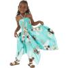 image:imageGirl Gypsy Uneven Bottom Hawaiian Luau Dress in Wispy Cereus BlackPineapple Garden Turquoise