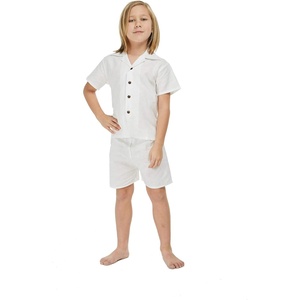 image:imageHawaii Hangover Boy Aloha Linen Cotton Shirt Cabana Set in Shark ToothShark Tooth